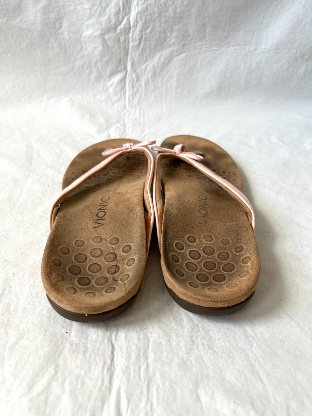 Vionic sandals flip flops size 10 Bella II light pink bow thong comfort shoes - Picture 4 of 7